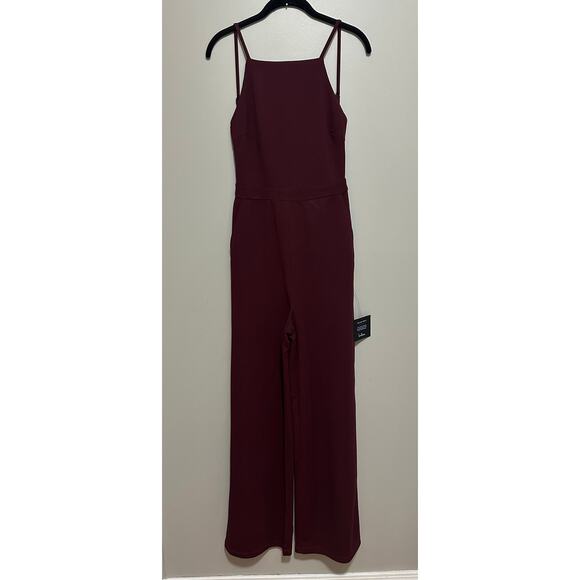 Lulus Jumpsuits Women Small Red Wine Open Back Spaghetti Straps Straight Sexy - Picture 1 of 9